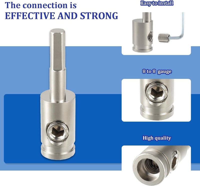 BOJACK Amp Input Reducer 8 Gauge to 8 Gauge Wire Car Stereo Power/Ground GA adapters with Hex Screw Clamp Includes Extra Screws, Heat Shrink Tubes and Hex Tool for Car Audio Systems (Pack of 2) - Image 3
